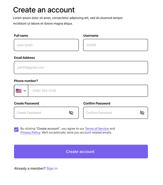 sign up