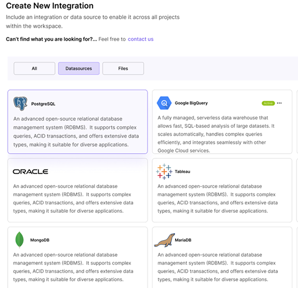 Integrations section