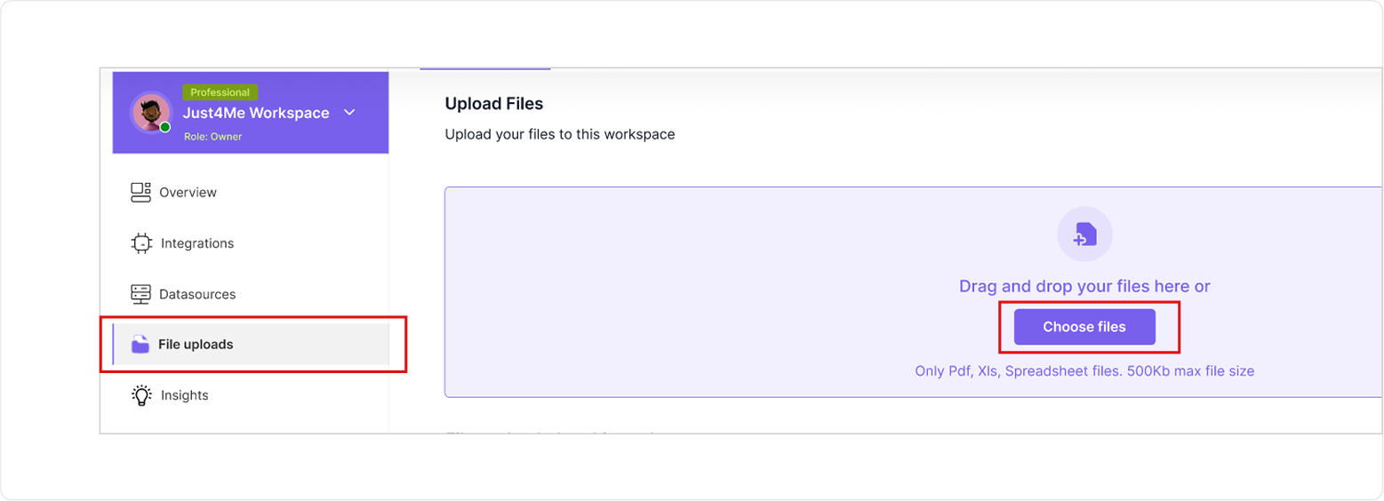 upload section